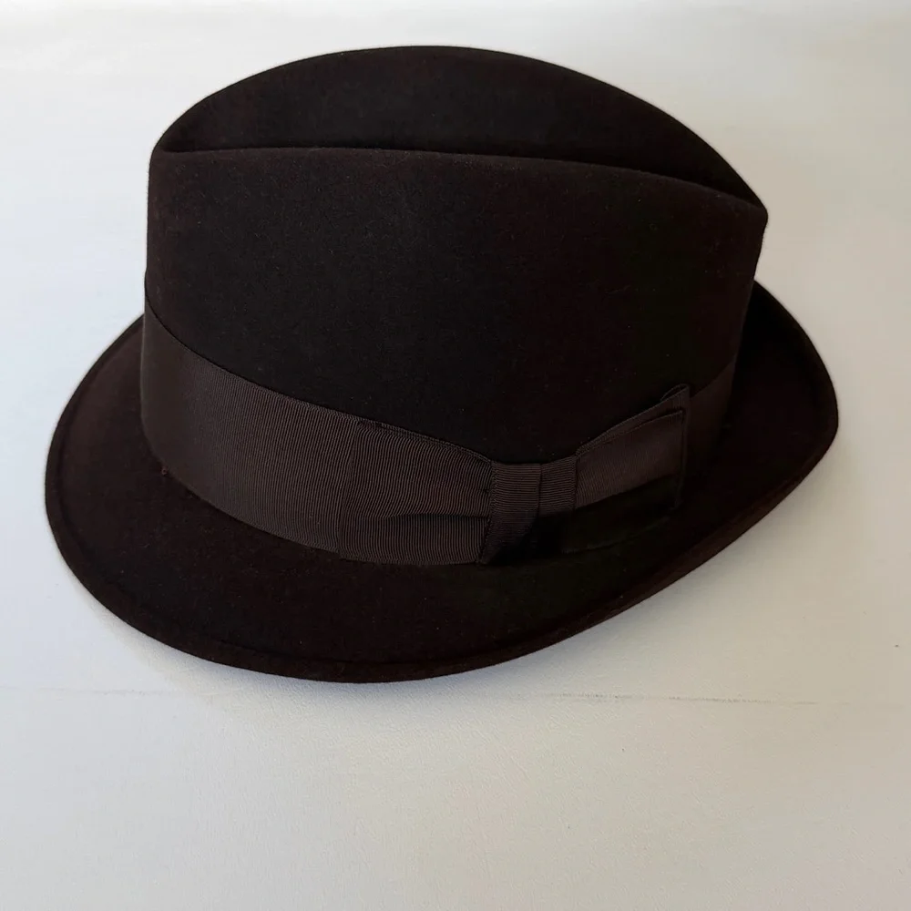 Vintage Dobbs Fedora Hat New York Brown Size 7 - Picture 7 of 7